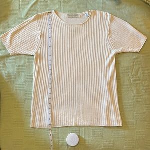 Valerie Stevens - Medium white cream 100% silk short sleeve top (luxury career)